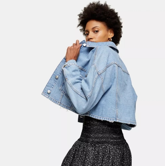 ASOS Topshop Cropped Jean Jacket size 4 - Picture 2 of 11